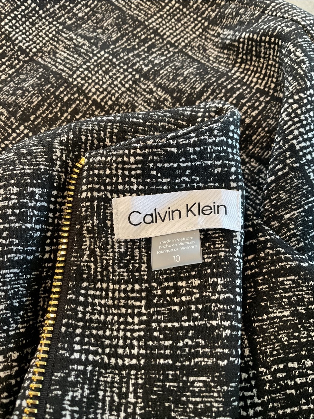 Calvin Klein Sleeveless Gray Plaid Midi Sheath Dress - Picture 8 of 9
